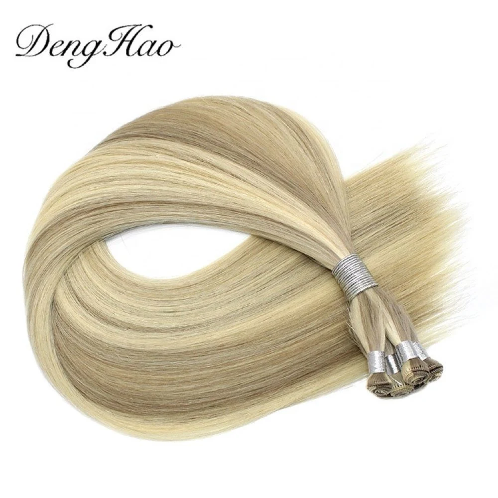 Hair Extension Hand Tied Skin Weft Silky Straight European Remy Human Hand Tied Hair Weft