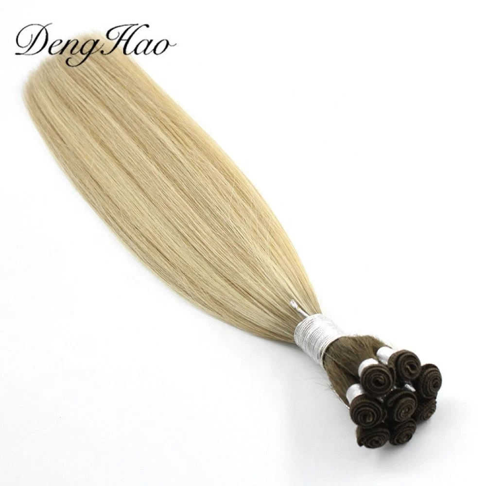 Hair Extension Hand Tied Skin Weft Silky Straight European Remy Human Hand Tied Hair Weft