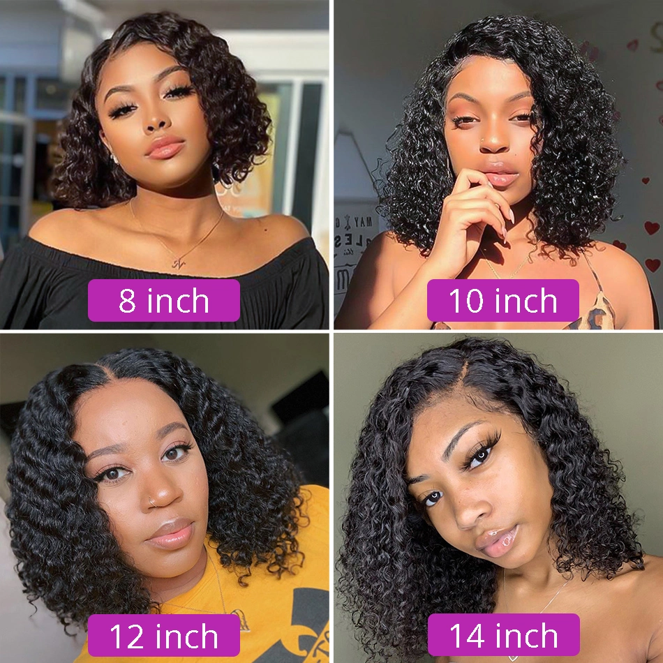 Wholesale100% Human Hair Brazilian Short Bob Curly Lace Frontal with Baby Remy Human Hair HD Transparent Lace Wigs